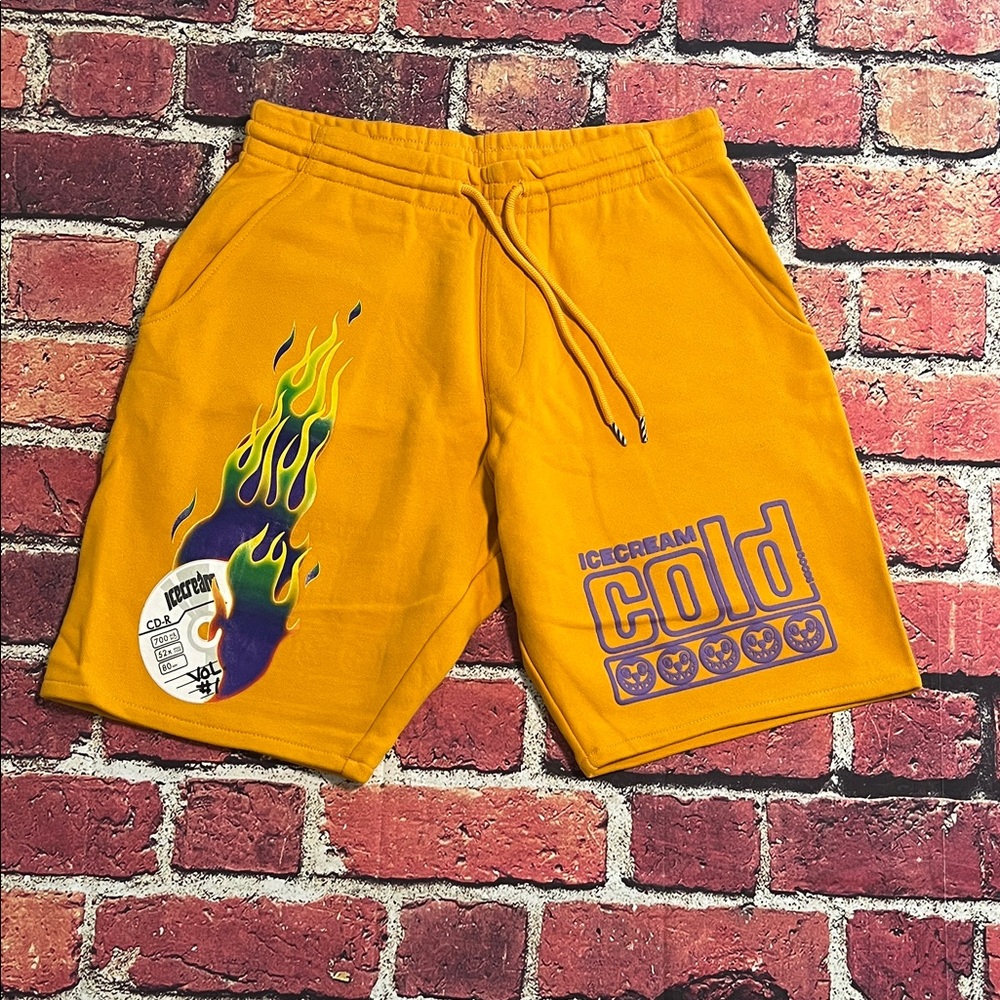 Icecream Men's Yellow Graphic Athletic Shorts